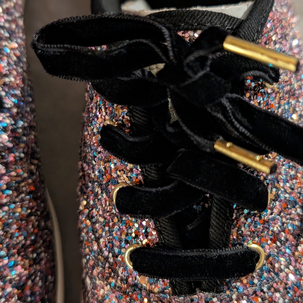 Kate Spade Sparkling Glitter Sneakers with Black Laces